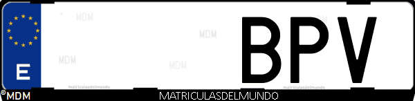 Imágen de matrícula de coche con letras BPV de España
