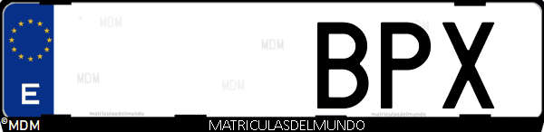 Imágen de matrícula de coche con letras BPX de España