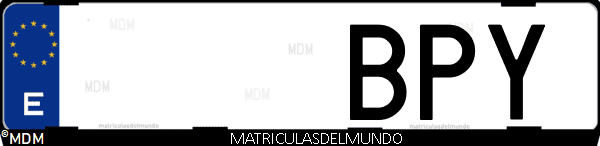Imágen de matrícula de coche con letras BPY de España