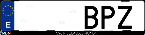 Imágen de matrícula de coche con letras BPZ de España