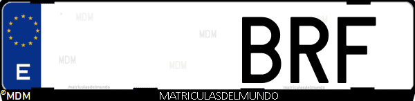 Imágen de matrícula de coche con letras BRF de España