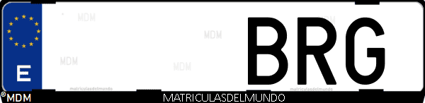 Imágen de matrícula de coche con letras BRG de España