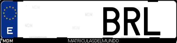Imágen de matrícula de coche con letras BRL de España