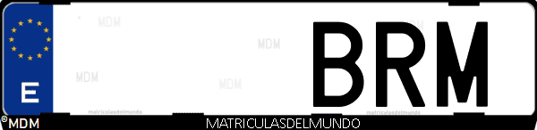 Imágen de matrícula de coche con letras BRM de España