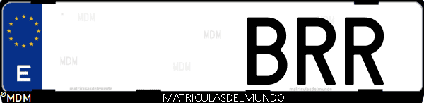 Imágen de matrícula de coche con letras BRR de España
