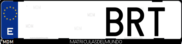 Imágen de matrícula de coche con letras BRT de España