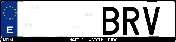 Imágen de matrícula de coche con letras BRV de España