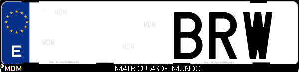 Imágen de matrícula de coche con letras BRW de España