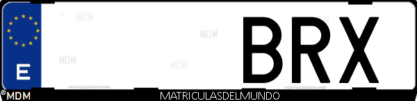 Imágen de matrícula de coche con letras BRX de España