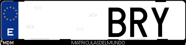 Imágen de matrícula de coche con letras BRY de España
