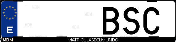 Imágen de matrícula de coche con letras BSC de España