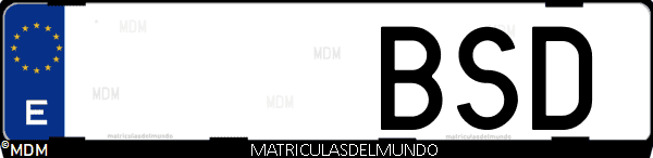 Imágen de matrícula de coche con letras BSD de España