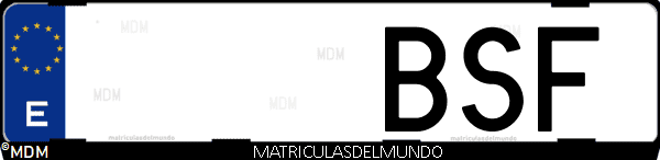 Imágen de matrícula de coche con letras BSF de España
