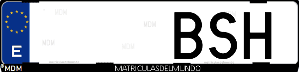 Imágen de matrícula de coche con letras BSH de España