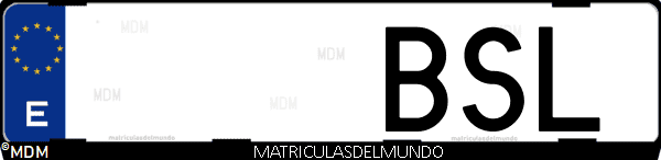 Imágen de matrícula de coche con letras BSL de España