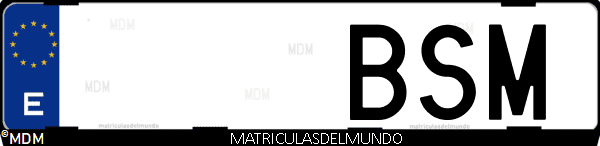 Imágen de matrícula de coche con letras BSM de España