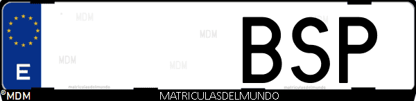 Imágen de matrícula de coche con letras BSP de España