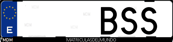 Imágen de matrícula de coche con letras BSS de España