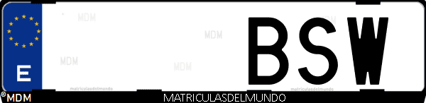 Imágen de matrícula de coche con letras BSW de España