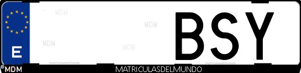 Imágen de matrícula de coche con letras BSY de España