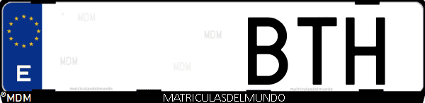 Imágen de matrícula de coche con letras BTH de España