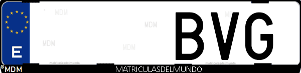 Imágen de matrícula de coche con letras BVG de España