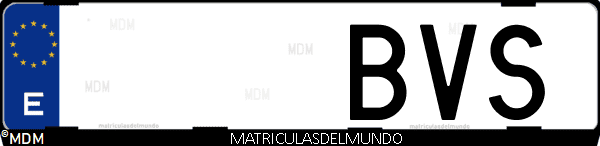 Imágen de matrícula de coche con letras BVS de España