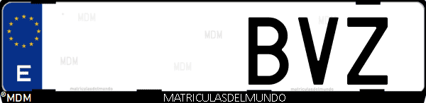 Imágen de matrícula de coche con letras BVZ de España