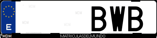 Imágen de matrícula de coche con letras BWB de España