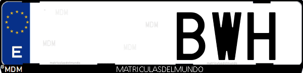 Imágen de matrícula de coche con letras BWH de España