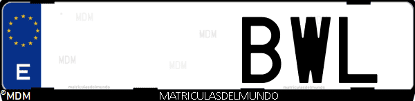Imágen de matrícula de coche con letras BWL de España