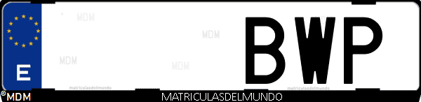 Imágen de matrícula de coche con letras BWP de España