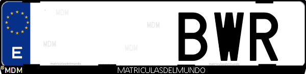Imágen de matrícula de coche con letras BWR de España