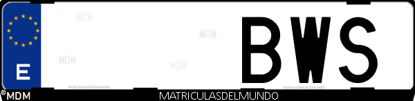 Imágen de matrícula de coche con letras BWS de España