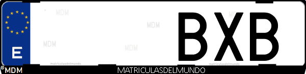 Imágen de matrícula de coche con letras BXB de España