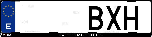 Imágen de matrícula de coche con letras BXH de España