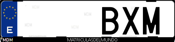 Imágen de matrícula de coche con letras BXM de España