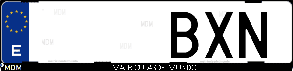 Imágen de matrícula de coche con letras BXN de España