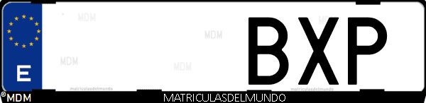 Imágen de matrícula de coche con letras BXP de España