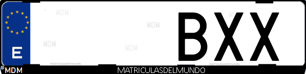 Imágen de matrícula de coche con letras BXX de España