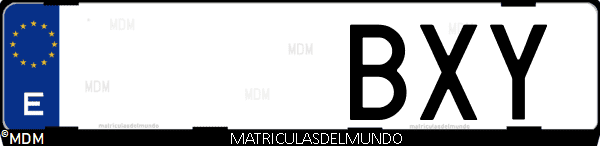 Imágen de matrícula de coche con letras BXY de España