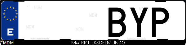 Imágen de matrícula de coche con letras BYP de España