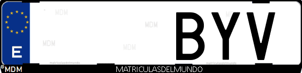 Imágen de matrícula de coche con letras BYV de España