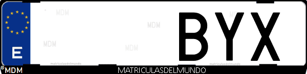 Imágen de matrícula de coche con letras BYX de España