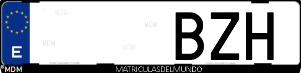 Imágen de matrícula de coche con letras BZH de España