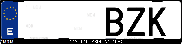 Imágen de matrícula de coche con letras BZK de España