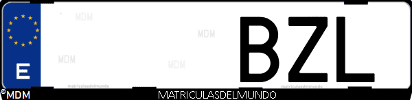 Imágen de matrícula de coche con letras BZL de España
