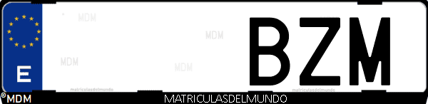 Imágen de matrícula de coche con letras BZM de España