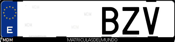 Imágen de matrícula de coche con letras BZV de España