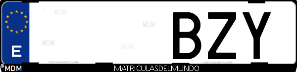 Imágen de matrícula de coche con letras BZY de España